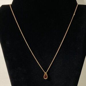 Avon January Birthstone Teardrop Synthetic Garnet Necklace 1970’s